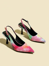 Women's Rainbow Color Peep Toe Low Heel Party High Heel Shoes,